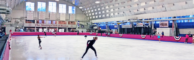 Skaters practicing before Boston Open 2015 competition