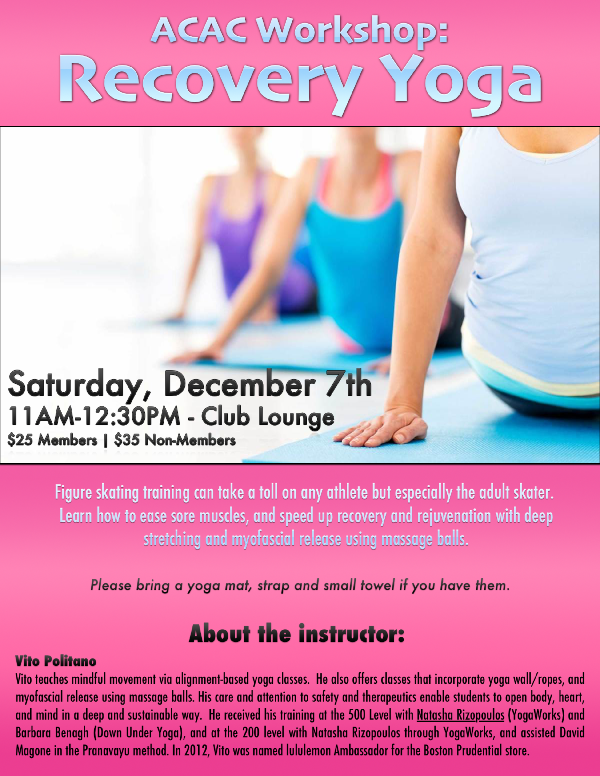 ACAC Workshop - Recovery Yoga - Flyer