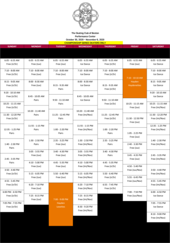 Performance Center Schedule