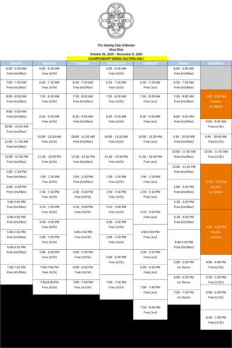 West Rink Schedule